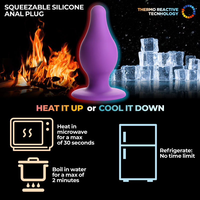 Squeezable Tapered Medium Anal Plug - Purple - Image 2