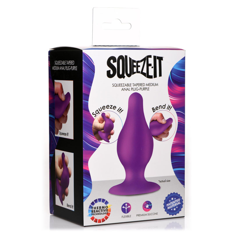 Squeezable Tapered Medium Anal Plug - Purple - Image 6