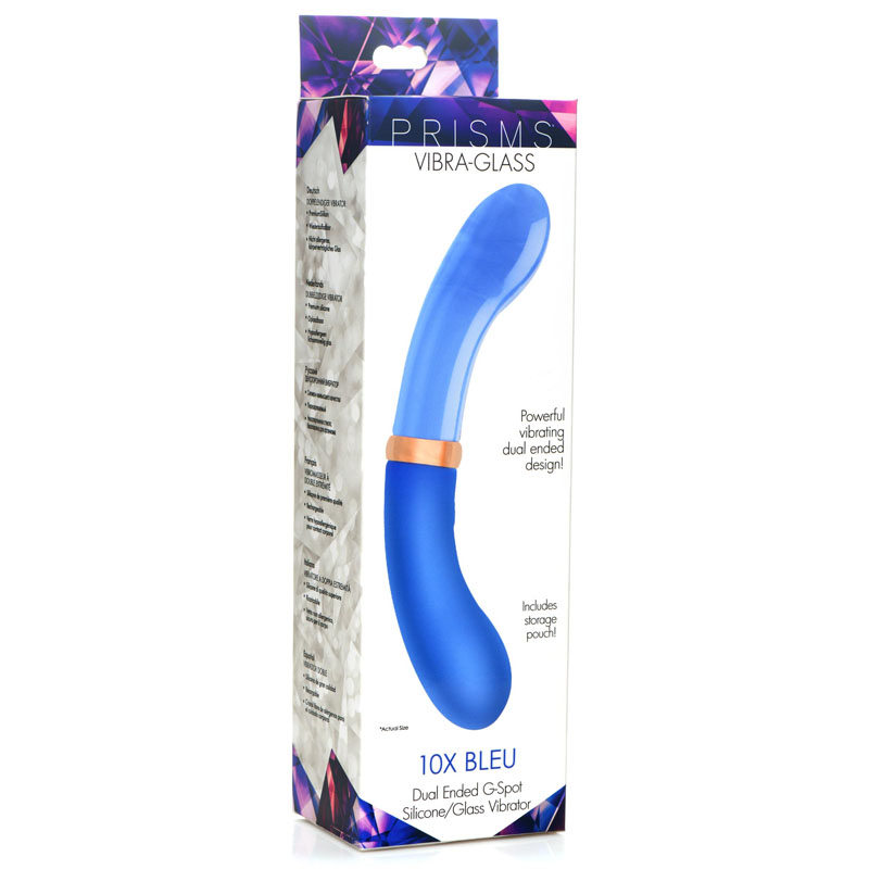 10X Bleu Dual Ended G-Spot Silicone and Glass Vibrator - Image 7