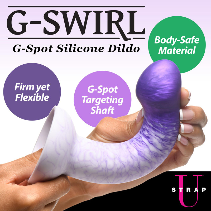 G-Swirl G-Spot Silicone Dildo - Purple - Image 2