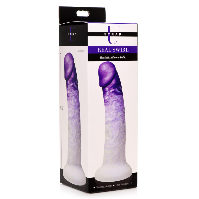 Swirl Realistic Silicone Dildo - Purple - Image 8
