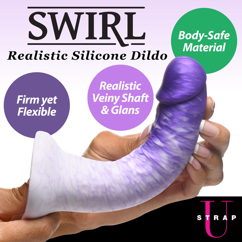 Swirl Realistic Silicone Dildo - Purple - Image 2