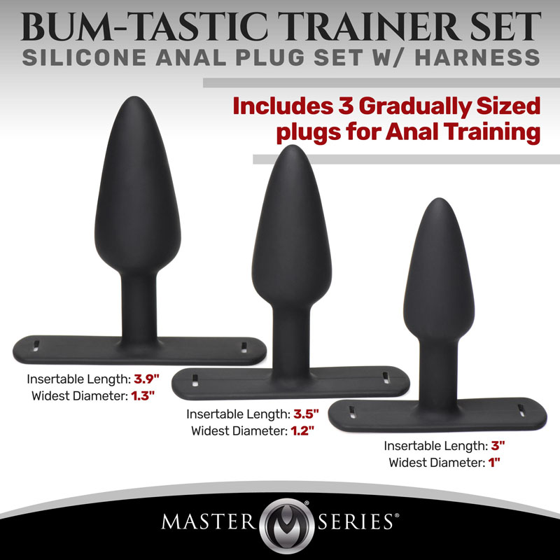 Bum-Tastic Trainer Set Silicone 3 Piece Anal Plug Set with Harness - Image 5
