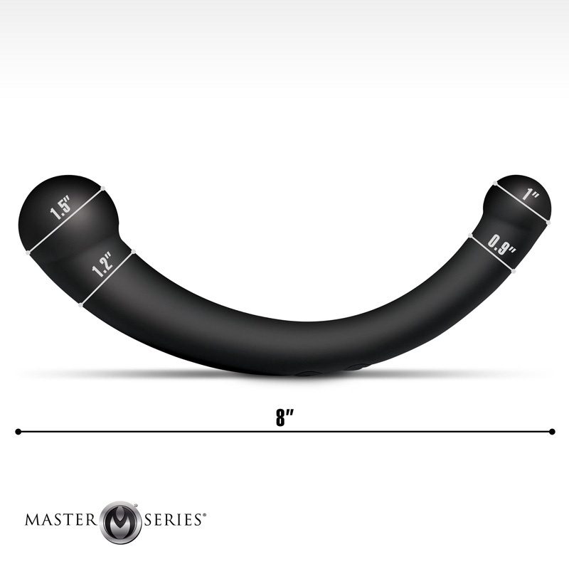 10X Vibra-Crescent Vibrating Silicone Dual-Ended Dildo - Black - Image 5