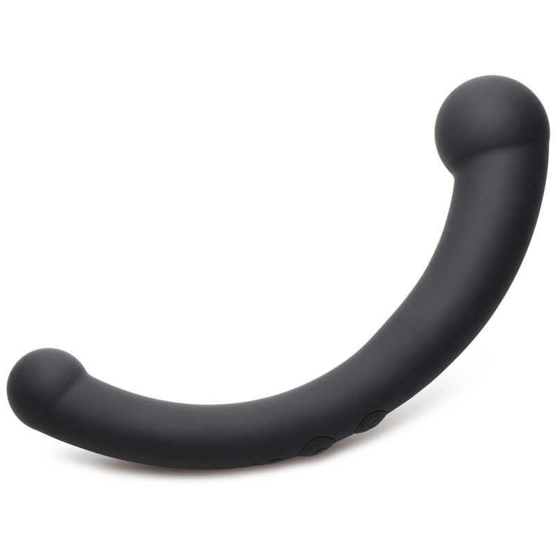 10X Vibra-Crescent Vibrating Silicone Dual-Ended Dildo - Black - Image 6