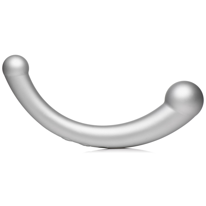 10X Vibra-Crescent Vibrating Silicone Dual-Ended Dildo - Silver - Image 6