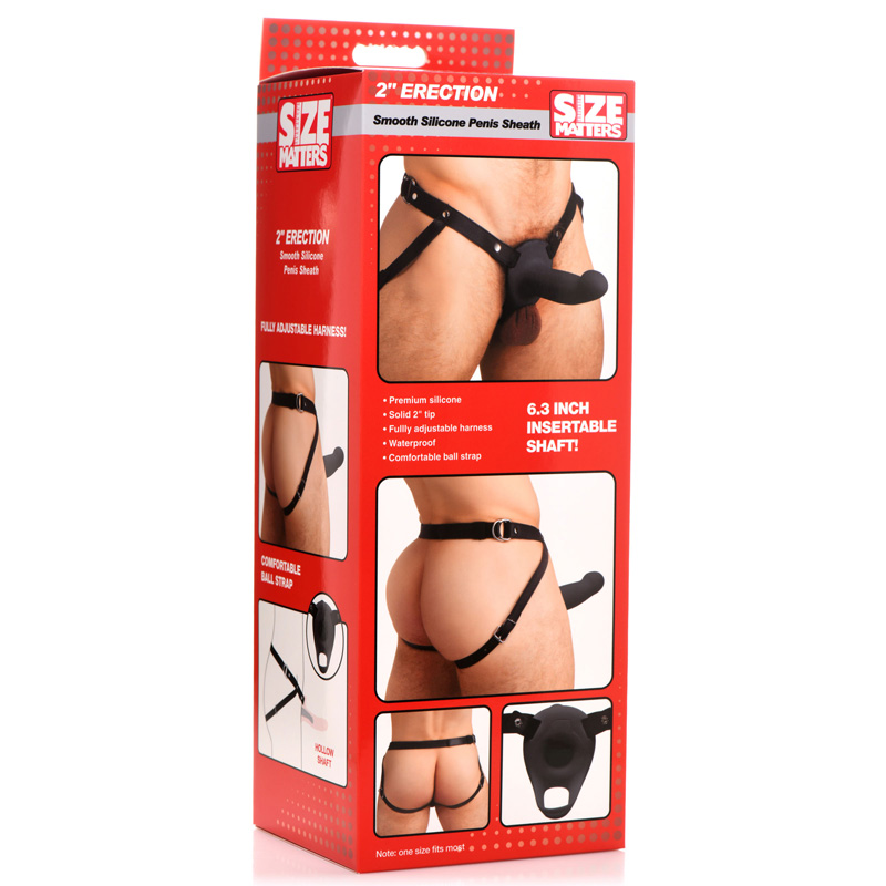 2 Inch Erection Smooth Silicone Penis Sheath - Black - Image 6