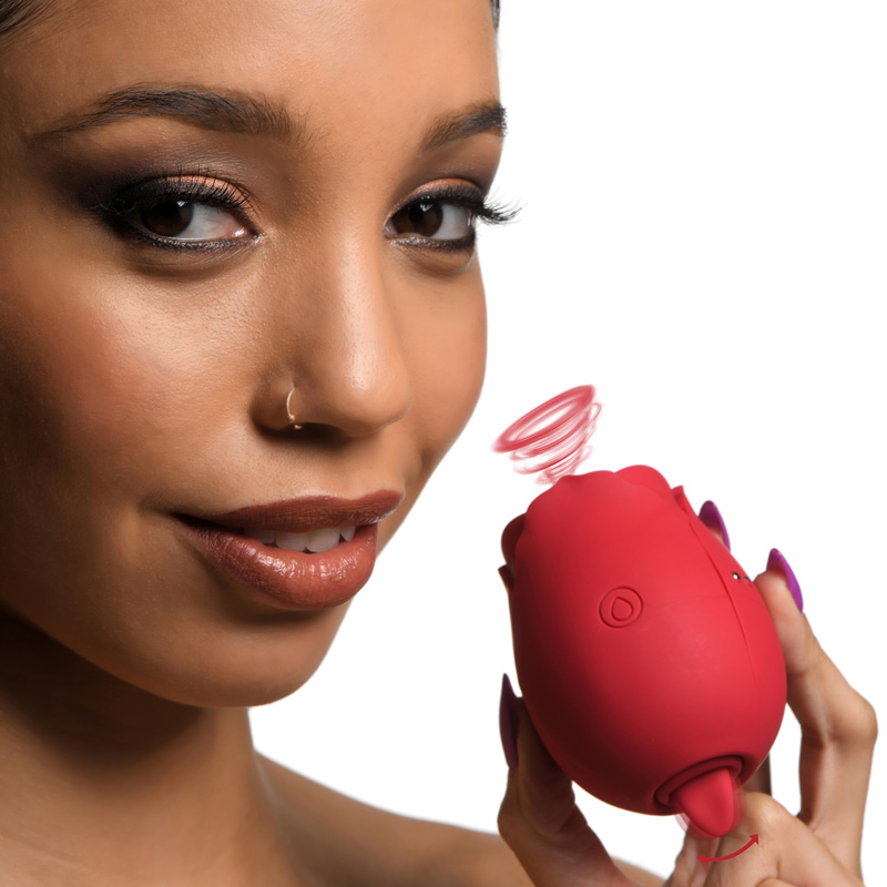 The Double Tease Rose 10X Sucking and Licking Silicone Stimulator - Image 2
