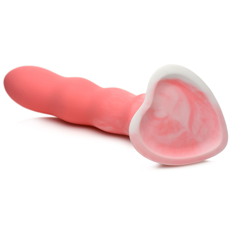Wavy Silicone Pink and White Dildo - Image 5