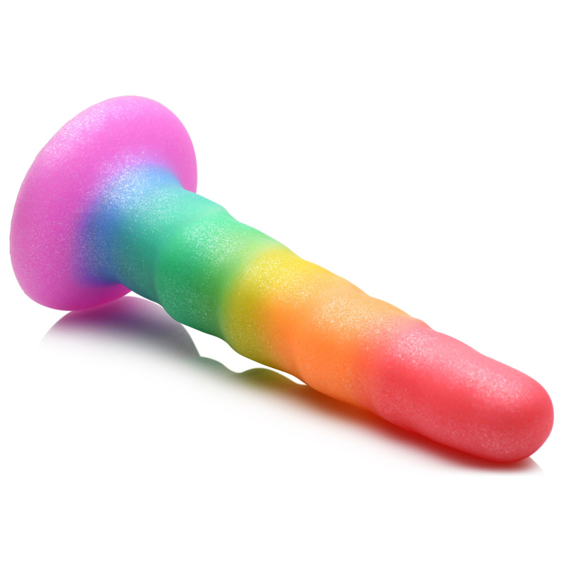 Zigzag Rainbow Silicone Dildo - Image 6