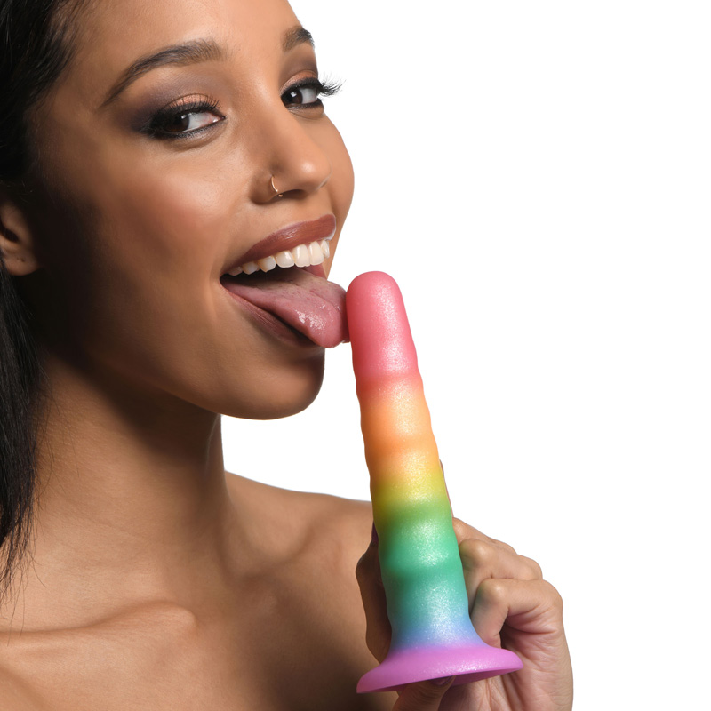 Zigzag Rainbow Silicone Dildo - Image 2