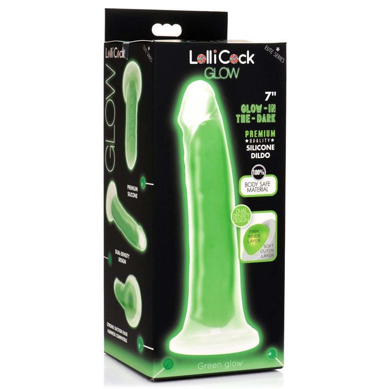 7 Inch Glow-in-the-Dark Silicone Dildo - Green - Image 6