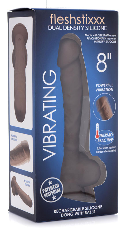 8 Inch Silexpan Hypoallergenic Silicone Vibrating Dildo - Dark - Image 6
