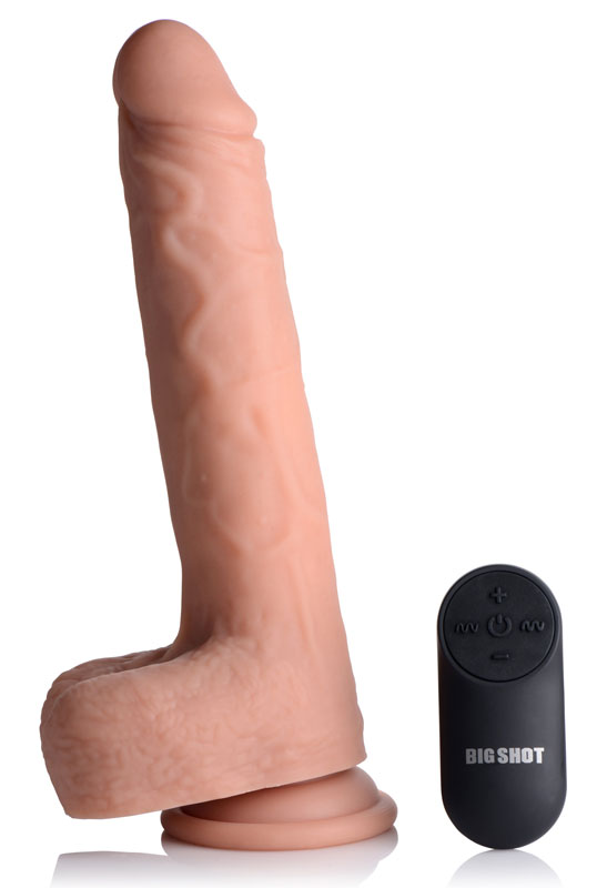 Vibrating & Thrusting Remote Control Silicone Dildo - 10 Inch - Image 2
