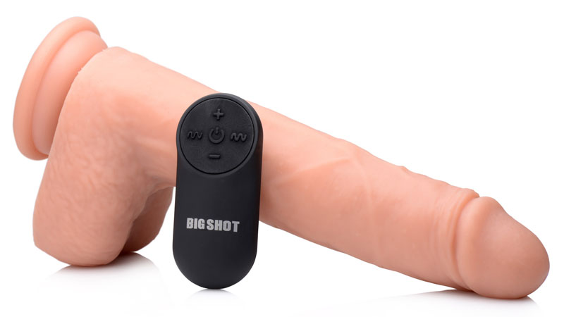 Vibrating & Thrusting Remote Control Silicone Dildo - 10 Inch - Image 3