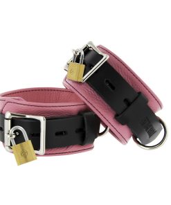 Strict Leather Pink and Black Deluxe Locking Ankle Cuffs