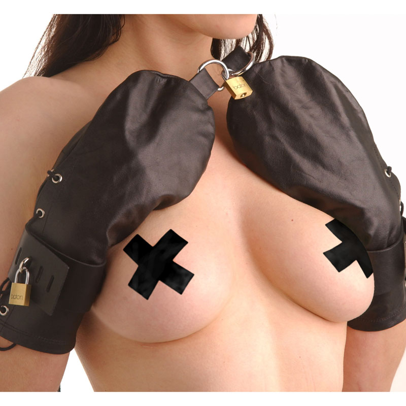 Strict Leather Bondage Mittens - Image 2
