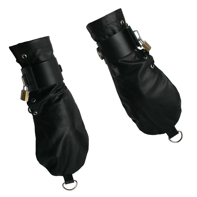 Strict Leather Bondage Mittens - Image 3