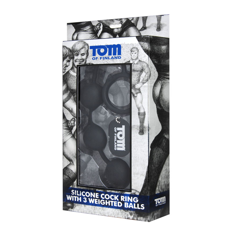 Tom of Finland Silicone Cock Ring with 3 Weighted Balls - Image 3