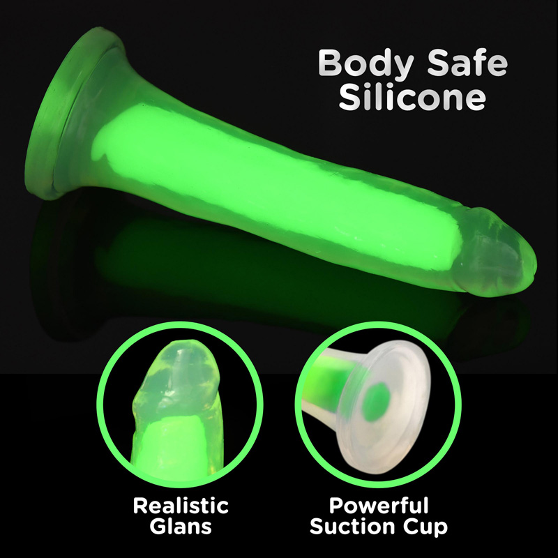 7 Inch Glow-in-the-Dark Silicone Dildo - Green - Image 2