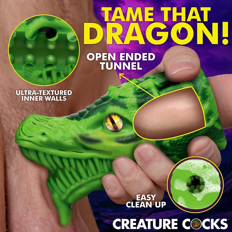 Dragon Tamer Silicone Stroker - Green - Image 2