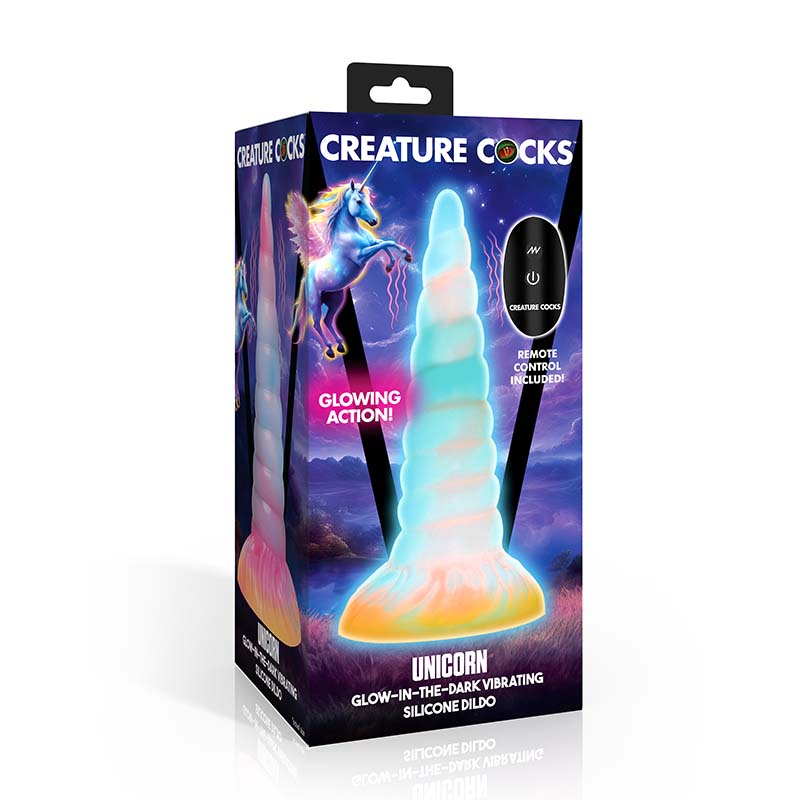 Unicorn Glow-in-the-Dark Vibrating Silicone Dildo - Image 6