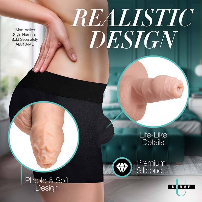 5.1" Uncut Silicone Packer Dildo - Light - Image 3