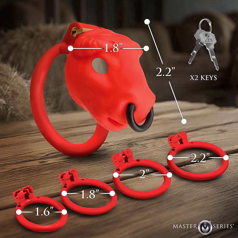Bull Chastity Cage - Red - Image 4