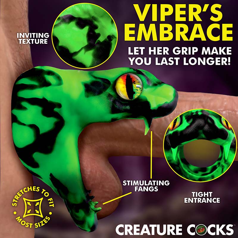 Master Cobra Silicone Cock Ring - Green - Image 2
