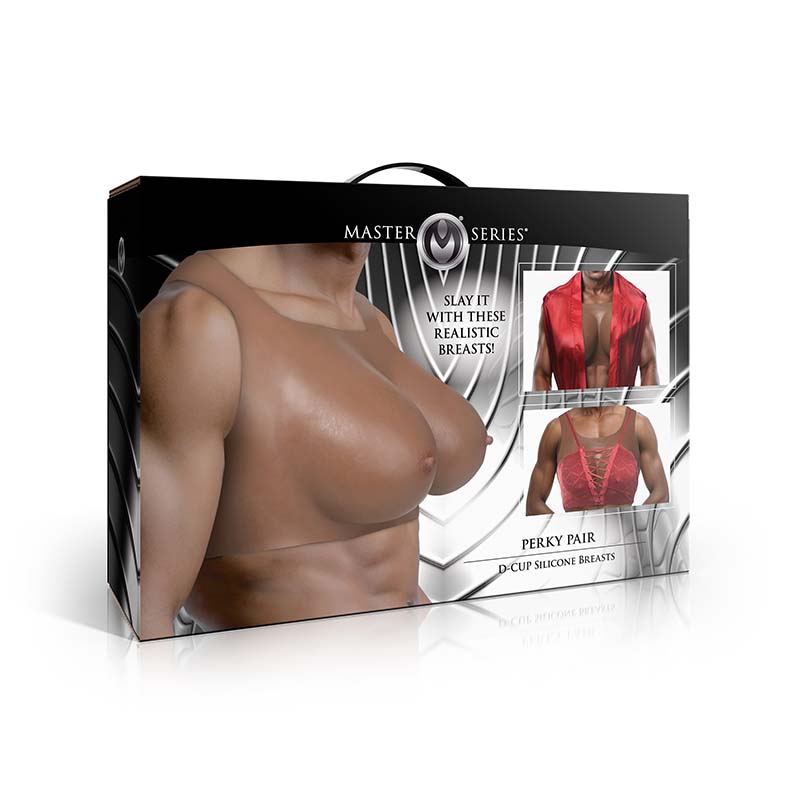 Perky Pair D-Cup Silicone Breasts - Dark - Image 6