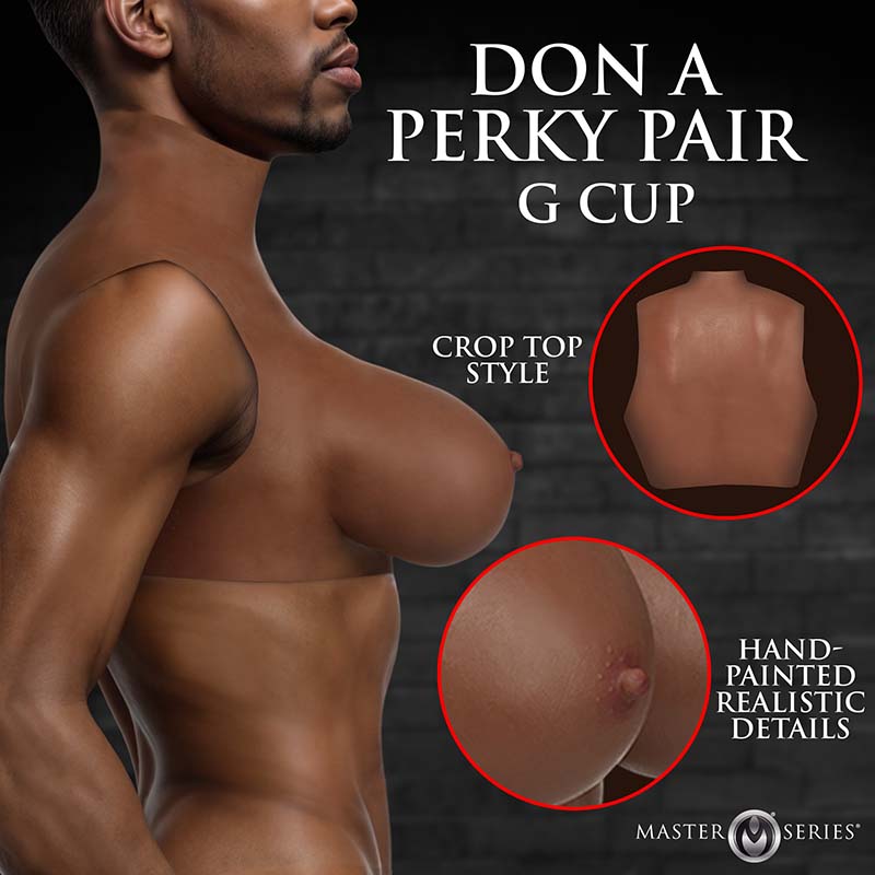 Perky Pair G-Cup Silicone Breasts - Dark - Image 2