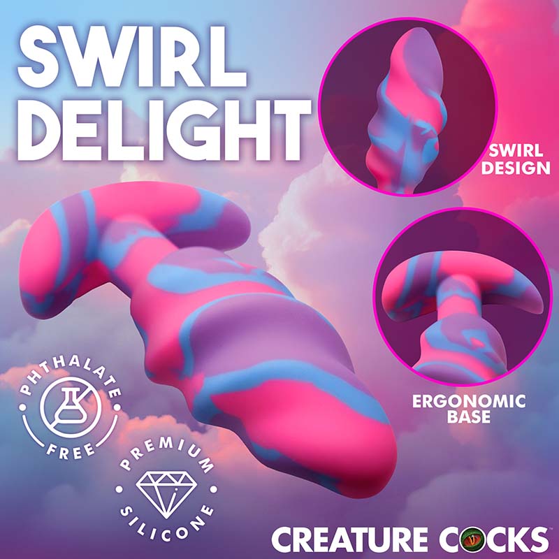 Unicorn Swirl Silicone Butt Plug - Med - Image 2