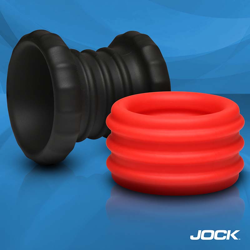 2-in-1 Silicone Cock Ring - Red - Image 2