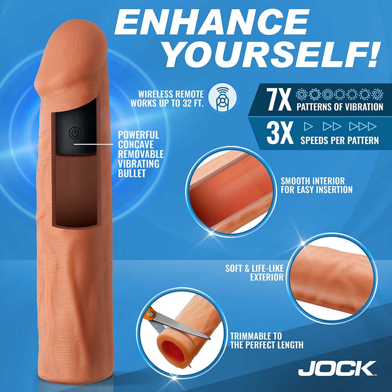 Enhancers Vibrating Penis Extension w/ Remote - Light - Image 2